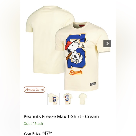 Peanuts T Shirt Cream Size Large Brand New - Picture 1 of 10